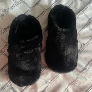 3/$20 Cozy Black Plush House Slippers